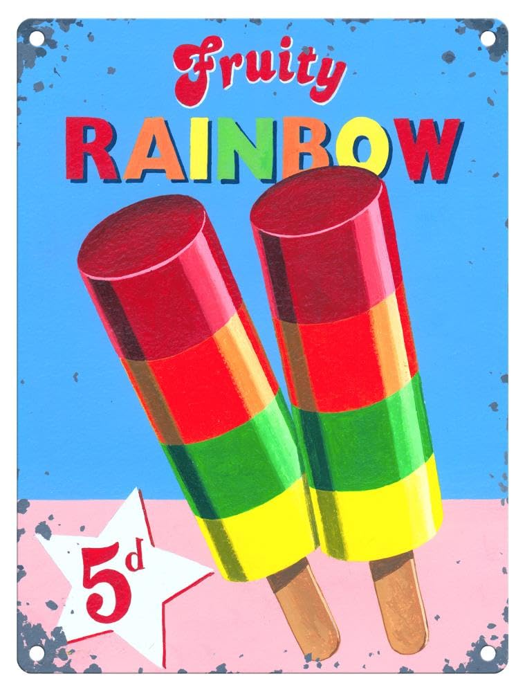 Small (150 x 200mm) Metal Sign - Fruity Rainbow Lolly