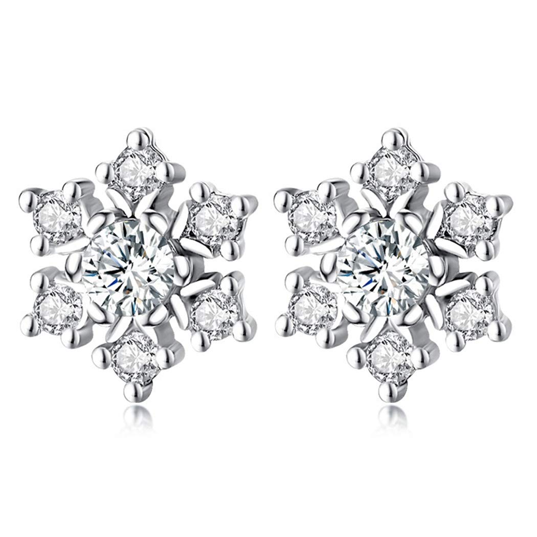 Crystal Snowflake Stud Earrings for Women Snow Flower Earrings Fashion Jewellery Nice Brincos Bijoux Birthday Gift 2019