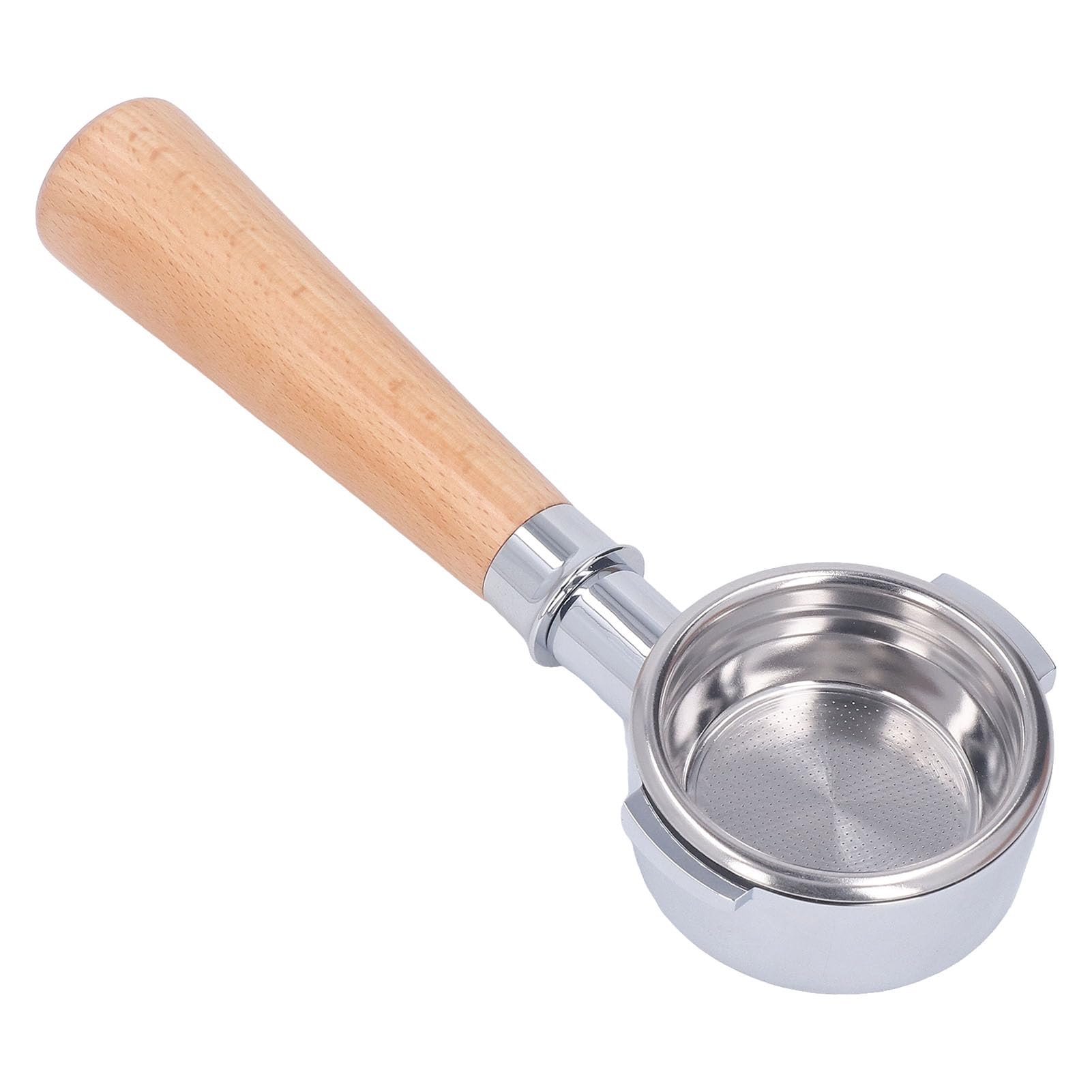 Coffee Portafilter, 54mm Coffee Portafilter Aluminum Alloy 2 Ears Bottomless Portafilter Handle with Single Layer Filter Screen for Home (A2 Beech)