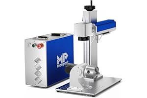 Monport 50W Fiber Laser Engraver with Rotary Axis, Compatible Lightburn Laser with 7.9" x 7.9" Working Area and 360° Laser Marking for Metal, Silver, Stainless Steel, Gold and More