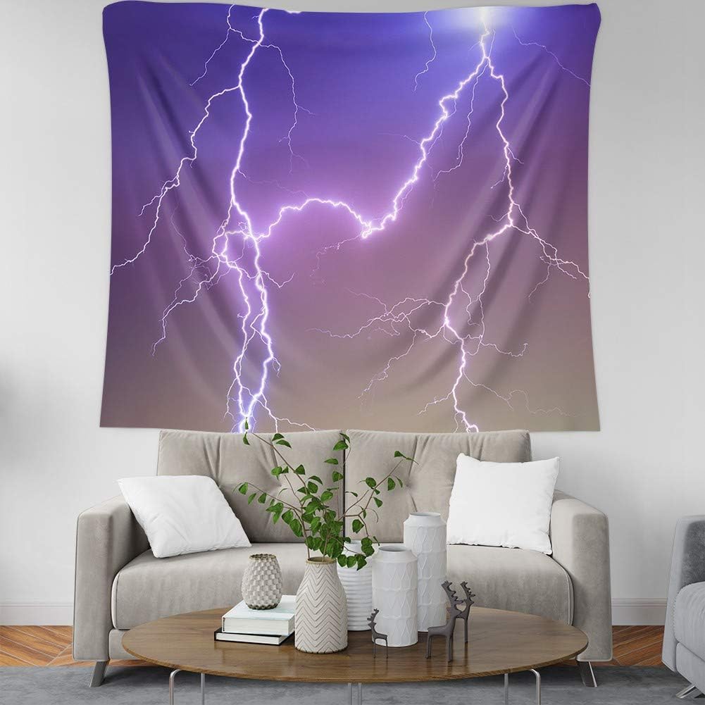 Tapestry Wall Hanging Indian Psychedelic Purple Lightning Travel Mattress Bohemian Sleeping Pad Meditation Yoga Mat for Home Bedroom Decoration Hippie New Age Living Room Blanket-200X150Cm