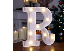 TRONSBOO LED Marquee Sign Light Up Letters, 26 Alphabet Light Up Letters Sign, Battery Powered LED Letter Lights for Night Light, Wedding, Birthday, Party, Christmas or Home Decor(Letter R, Warm White)