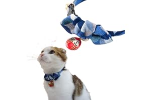 Necoichi Daruma Charm Bow Tie Cat Collar (Blue)