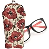 Signare Tapestry Glasses Case for Women Eyeglass Pouch With Poppy Flower Design (GPCH-POP)