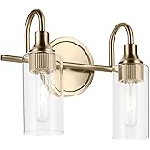Kichler Kavi 12.5" 2-Light Vanity Light with Clear Glass in Champagne Bronze, Damp Rated, for Bathroom, Powder Room, Over a M