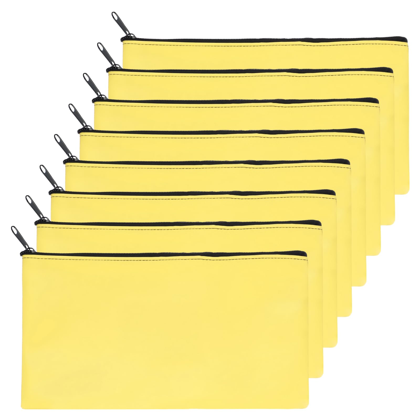 PATIKIL 8Pcs Zippered Bank Deposit Bags, Bright Yellow, Oxford Fabric, Money Pouch, Storage Bag, Zipper Closure, 11" x 6" (28cm x 15.5cm), Perfect for Banking, Retail, Office, Home Storage