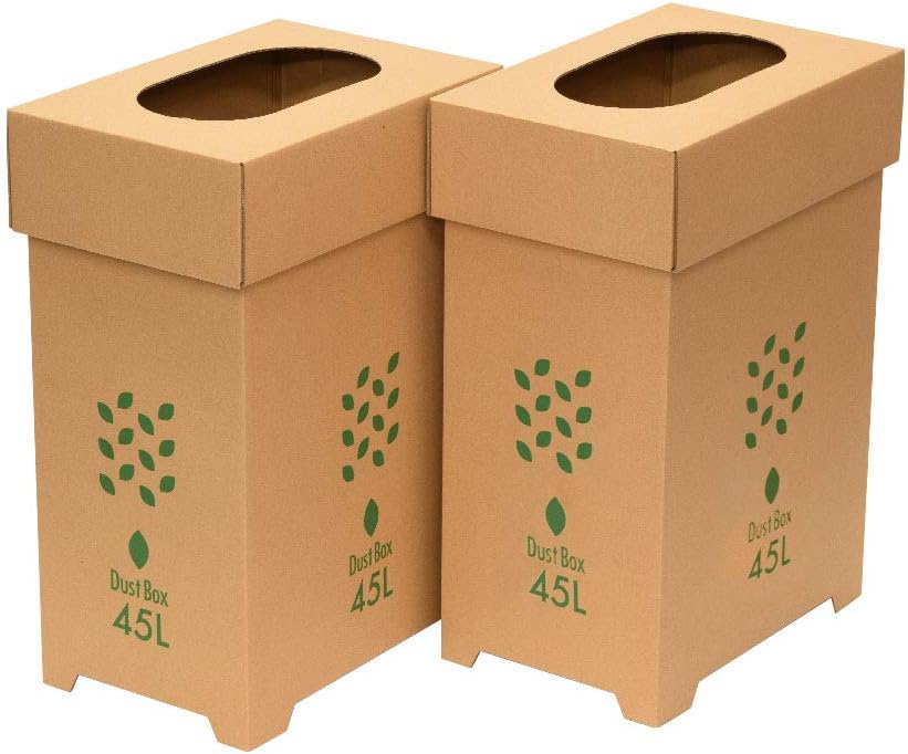 Amazon Yamapac ダンボールダストボックス フタ付き2個組 リーフ リーフ ゴミ箱 ゴミ入れ オンライン通販