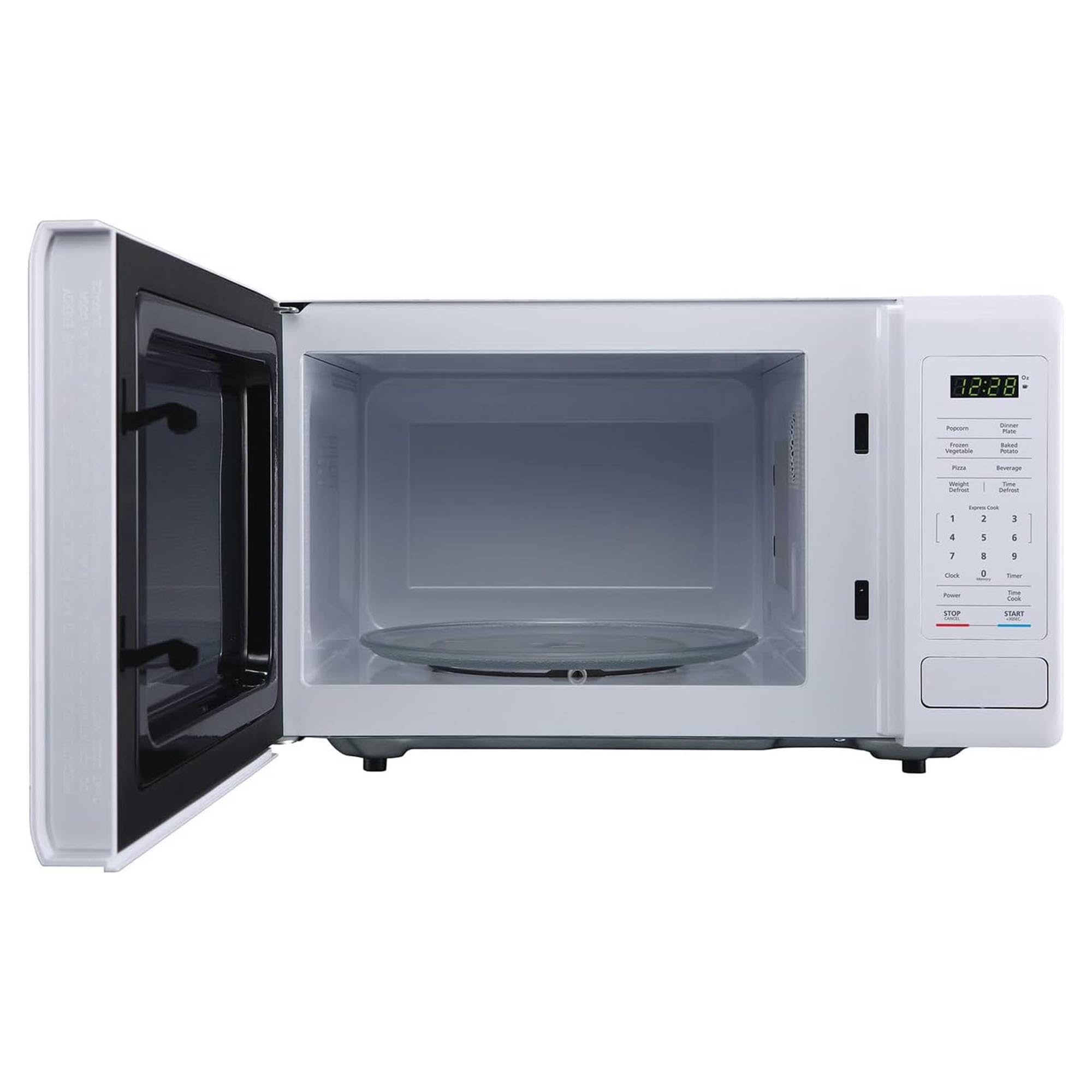Magic Chef 0.9 Cubic Feet 900 Watt Small Stainless Countertop Microwave Oven for Compact Spaces w/ 6 Pre Programmed Cooking Modes, White