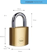 Yale Y110B/30/115/2 30mm Brass Padlock Pack of 2 with Hardened Shackle 3 Keys view 4