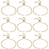 UNICRAFTALE 10pcs 8.66inches Stainless Steel Adjustable Slider Bracelets Golden Bolo Bracelets Slider Bracelet Chain Extender Chains with Ball Ends for Semi Jewelry Making DIY