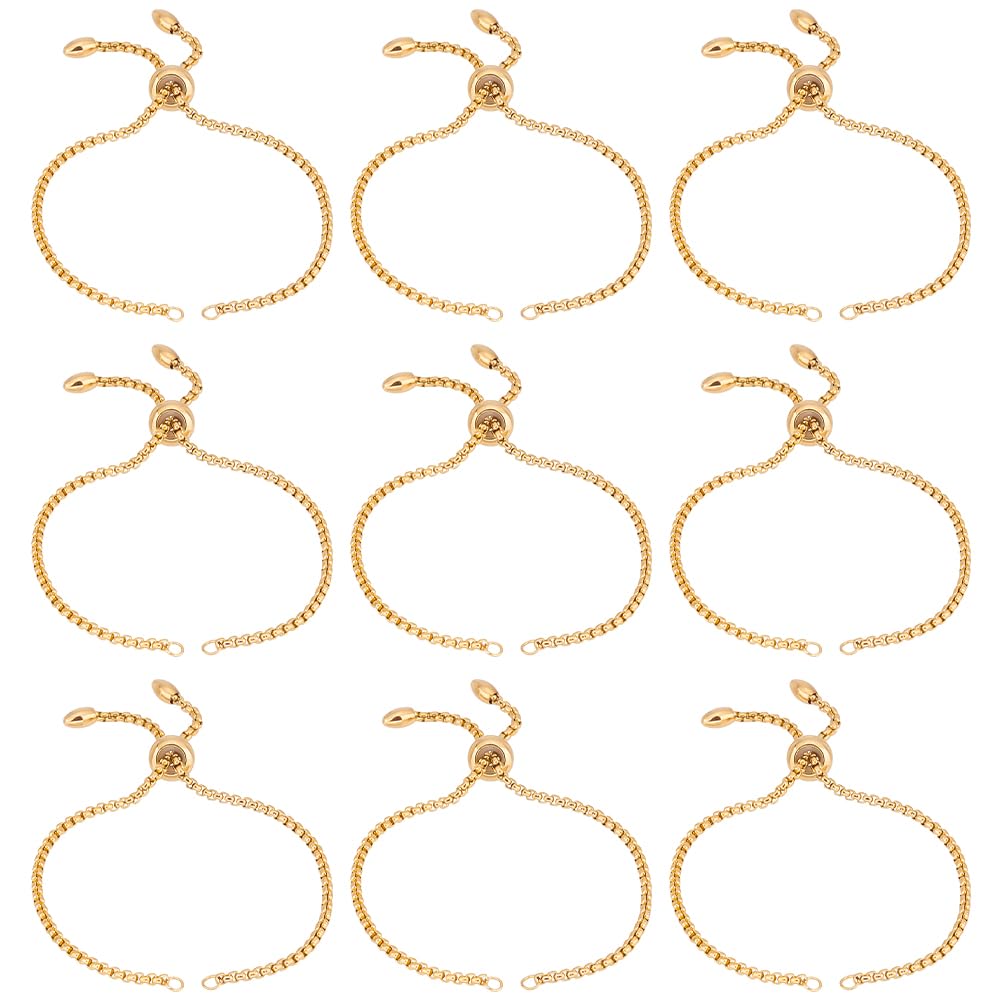 UNICRAFTALE 10pcs 22cm Stainless Steel Adjustable Slider Bracelets Golden Bolo Bracelets Slider Bracelet Chain Metal Bracelet Making Chain Adjustable Bangle for Jewelry Making DIY