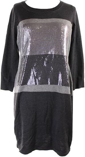 Calvin Klein Women's Colorblock Sequin Front Sweater Dress (PS, Charcoal Multi): Amazon.ca 
