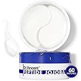 Dr Vincent Peptide Jojoba Under Eye Patches, Collagen Eye Mask Instant Reduces Dark Circles and Puffiness, 60 Firming Undereye Hydrating & Cooling for Bags Treatment, Wrinkles, Vegan, No Fragrance