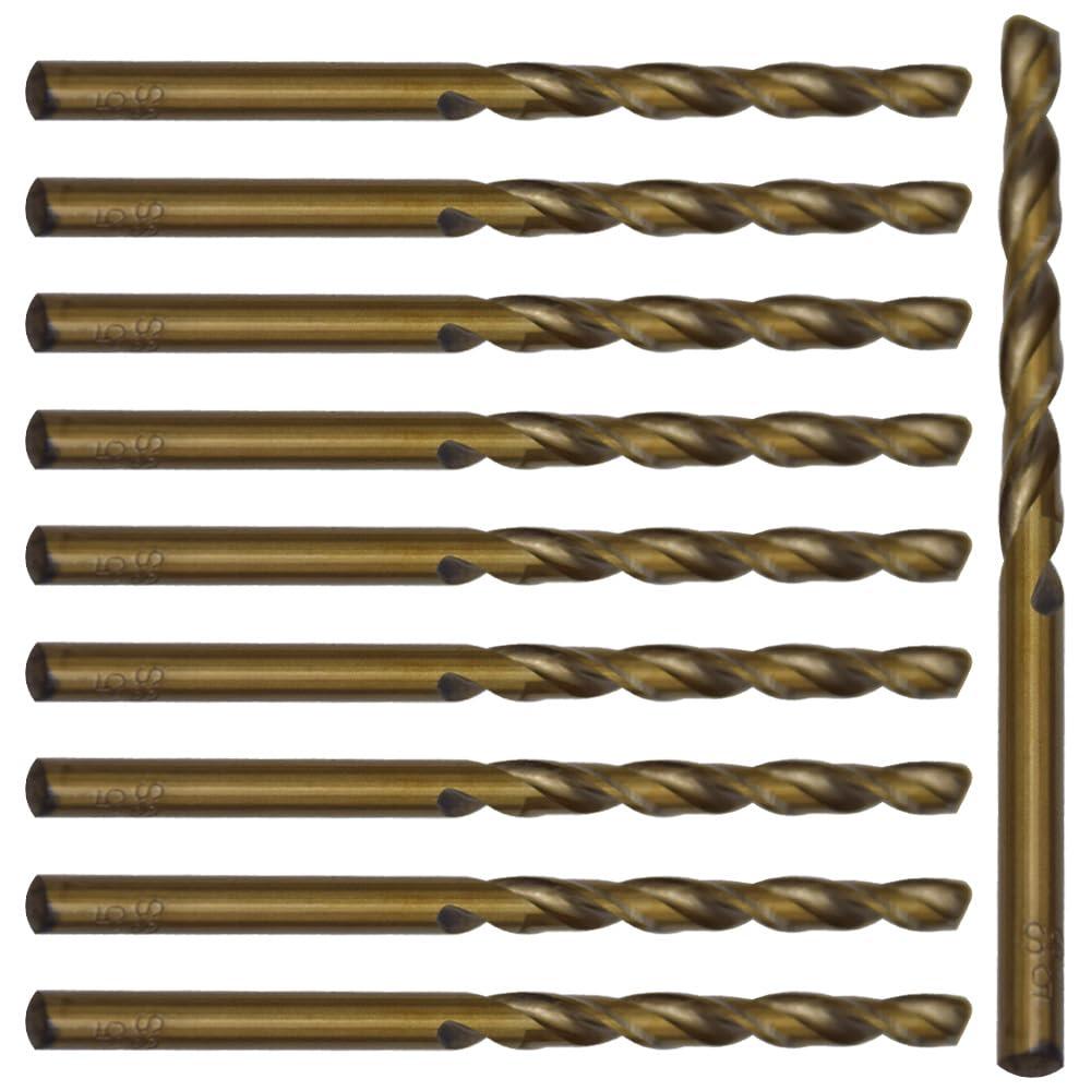 Ruidee 10Pcs Cobalt Drill Bits 4.5mm Twist Drill Bits M35 HSS Metric Straight Shank Drill Bit Set for Stainless Steel, Wood, Plastic (LSZ/4.5mm)