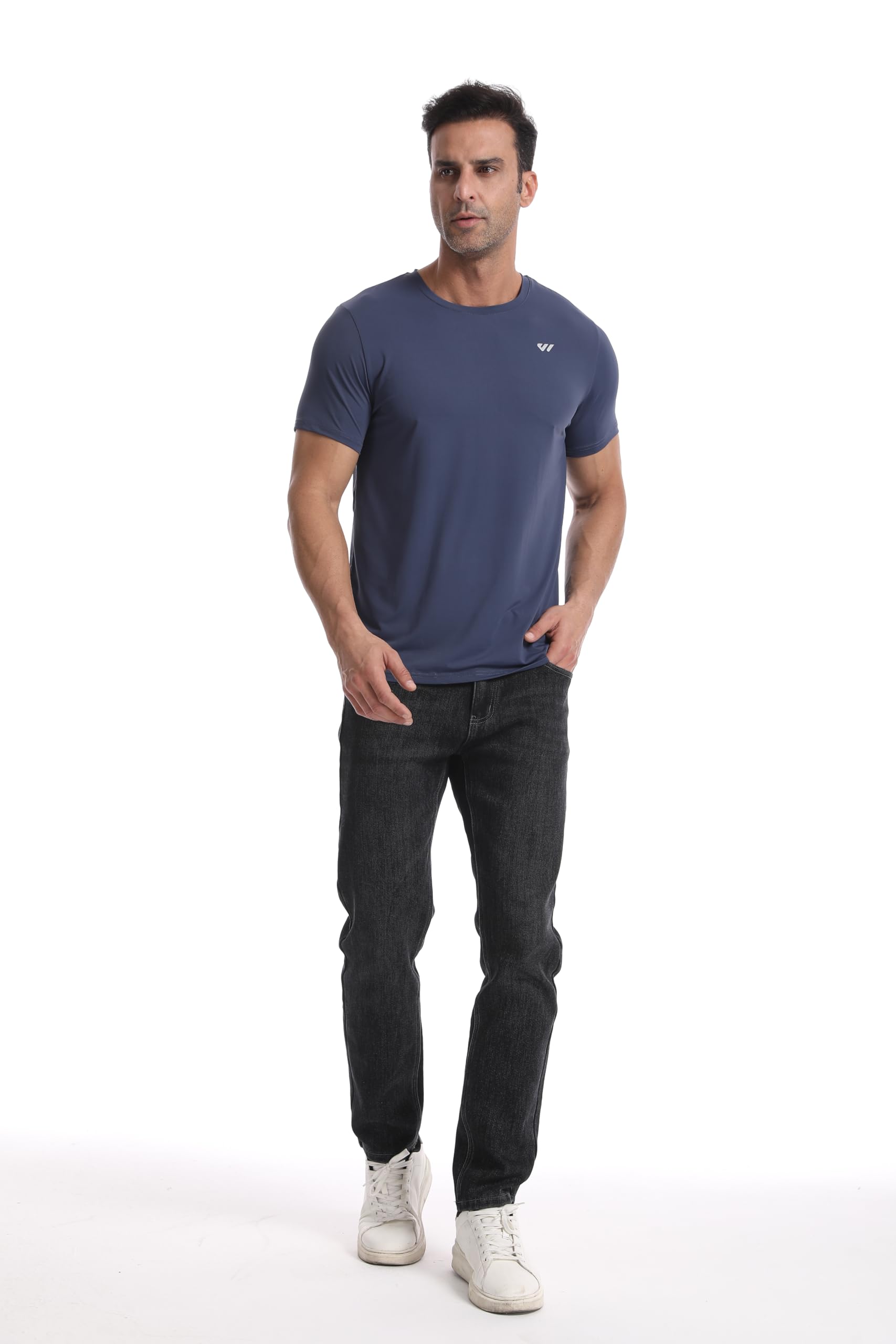3 or 5er Pack Sport Tshirts Herren Kurzarm,Funktionsshirt Atmungsaktiv & Schnelltrocknend,Fitness Shirt für Training,Laufen,Wandern,Gym,Outdoor-Sport Grau Blau-Rot-Grau M 2