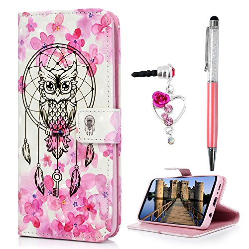 Galaxy S9 Case Wallet, Samsung S9 Case, 3D Dream Catcher Cover Durable Credit Card Holders Magnetic Folio Bumper PU Leather Kickstand Anti-Scratch Protective Galaxy S9 Case Protector ZSTVIVA - Pink