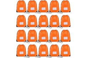 CODOBON 20 Pcs Drawstring Bags,Bulk Draw String Backpack, Cinch Bag Sackpack for Travel Gym Sport, Orange