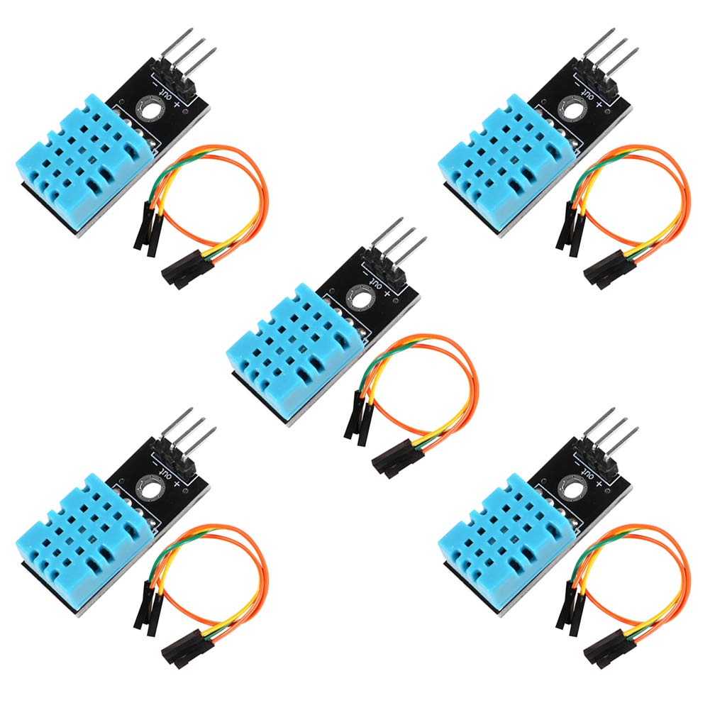 AITRIP 5pcs DHT11 Temperature Humidity Sensor Module Digital Temperature Humidity Sensor 3.3V-5V with Wires for Arduino Raspberry Pi 2 3