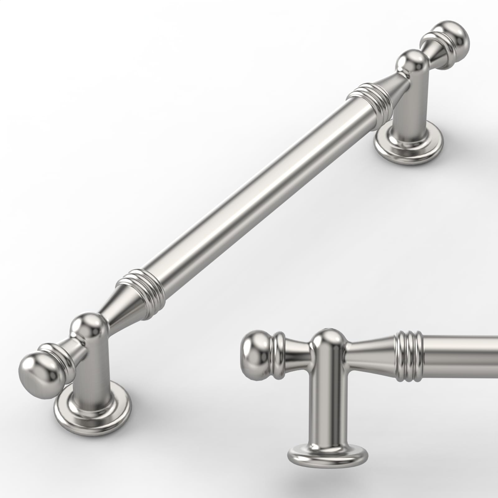 Photo 1 of Amerdeco 10 Pack Brushed Satin Nickel Cabinet Pulls 5 Inch(128mm) Hole Center Drawer Pulls Cabinet Hardware Kitchen Cabinet Handles for Bathroom ZH0083
