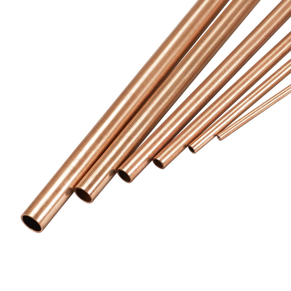 sourcing map Copper Tube, 2mm 3mm 4mm 5mm 6mm 7mm OD x 0.5mm Wall Thickness 300mm Length Seamless Round Pipe Tubing, Pack of 6