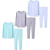 ABALACOCO Kids Thermal Underwear Set Girls Cotton Winter Warm Soft Top & Pants for Cold Weather, Boys Base Layer Loungewear