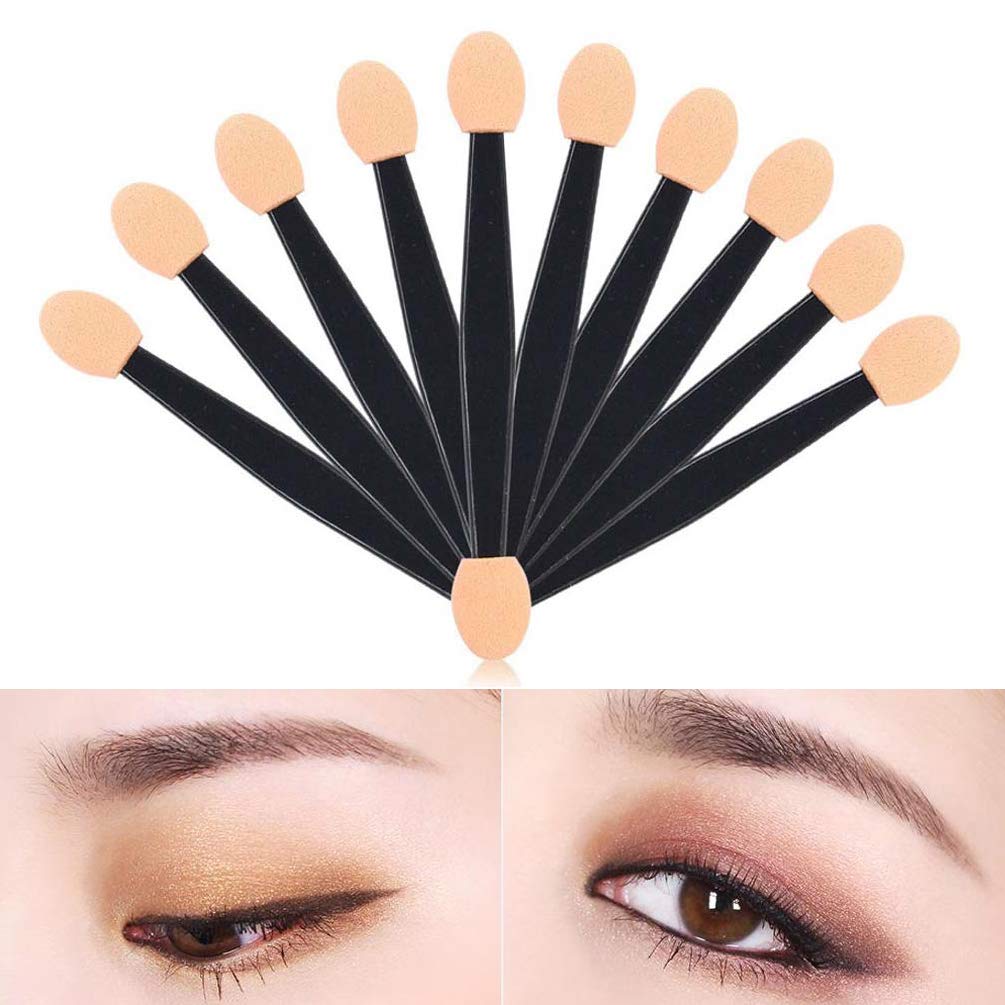 JASSINS 50 Pack Eye Shadow Brush, Disposable Double-Sided Eye Makeup Sponge Applicators(Qrange White): Beauty