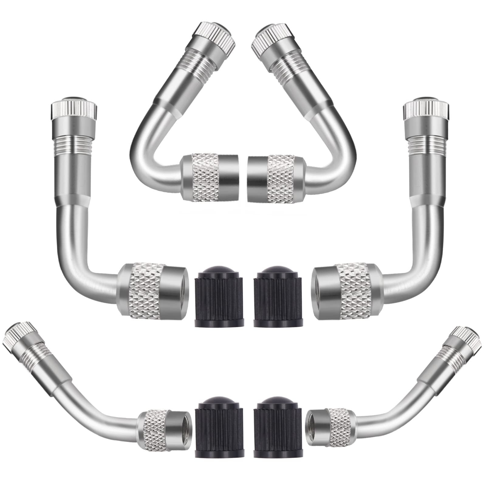 Photo 1 of SAFELIFE Valve Stem Extenders 6 Pack, 45 Degree 90 Degree 135 Degree Metal Schrader Tire Valve Extension,Compatible for Dually Wheels Passenger Cars,RV,Stroller,Bicycles,Motorcycles and Trailers