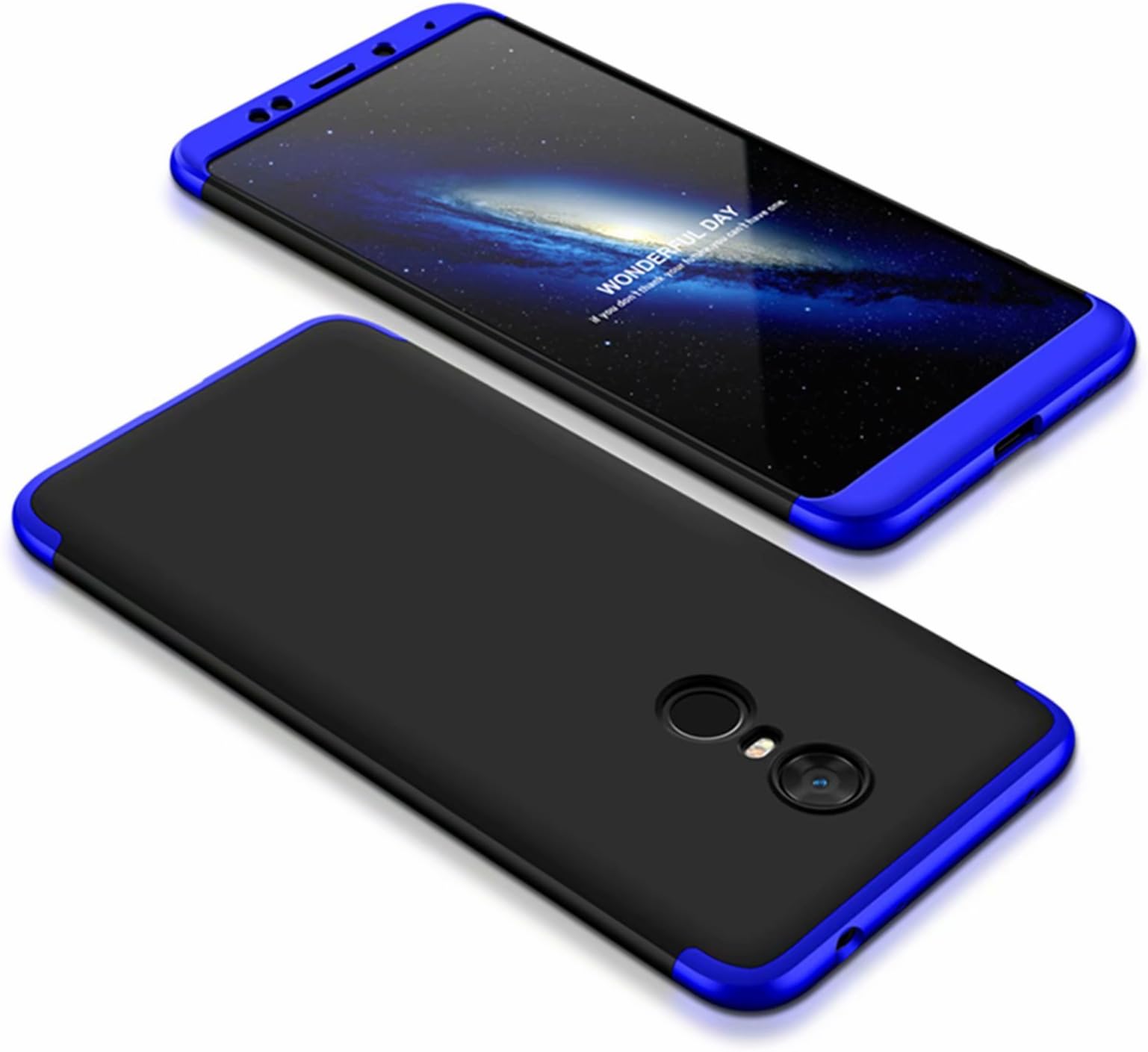 DESCHE Xiaomi Redmi 5 Plus Case Blue black PC Hard 360 Degrees Full Body Protective Cover Ultra-thin Anti-Scratch Bumper Matte Phone Case 3 in 1 Blue black