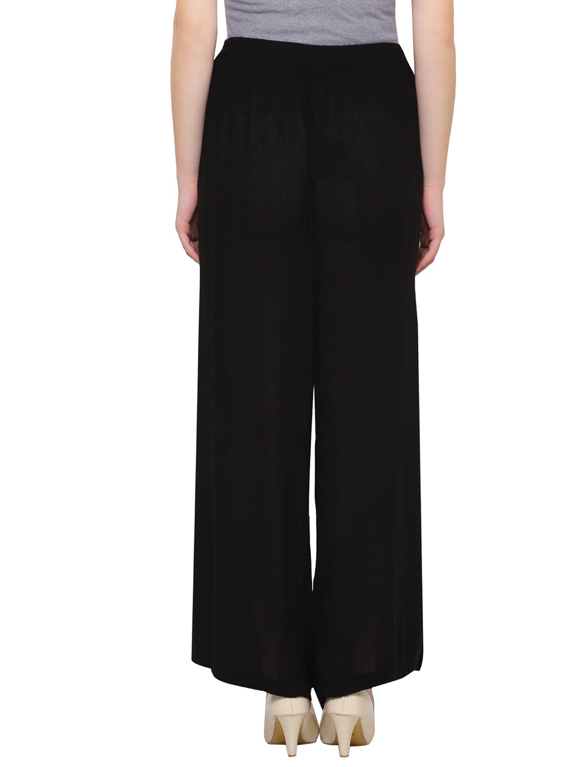 damen mode women black rayon crepe layered wrap on printed palazzo pants