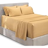 Hearth & Harbor Extra Deep Pocket King Size Sets - Fits Mattress 18-24 Inches Deep - Extra Deep Pocket Sheets - 6 Piece King Size - Camel