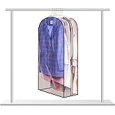 Clear Garment Bags for Hanging Clothes, 10" Gusseted Garment Covers for ClosetStorage, 40"Long Hanging Plastic Clothes Cover for Coat, Dress, Fur, BreathableFabric,Keep Clothes Neat and Tidy