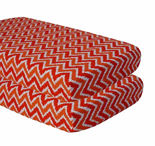 Bacati Ikat Zigzag Crib Fitted Sheet, Orange