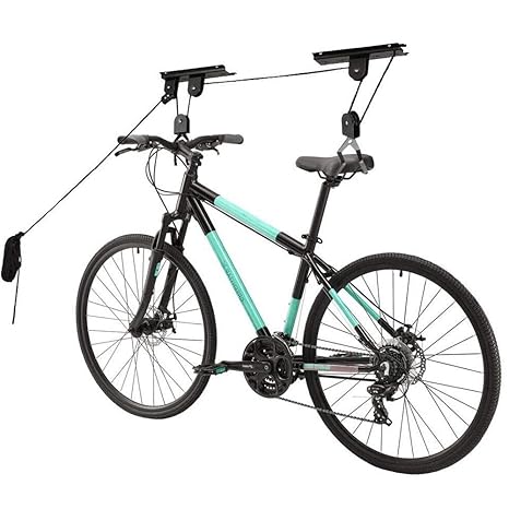 Bike Hoist Pulley For Garage Ceiling Mounted Bicycle Lift Heavy