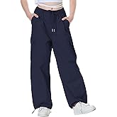 Rolanko Parachute Pants for Girls Y2K Cargo Trousers with Pockets Harajuku Jogger Pants Kids 4-14 Years