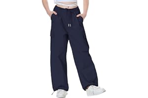 Rolanko Parachute Pants for Girls Y2K Cargo Trousers with Pockets Harajuku Jogger Pants Kids 4-14 Years