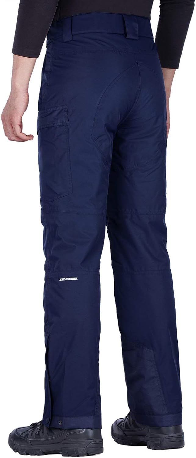 FREE SOLDIER Men's Waterproof Snow Insulated Pants Winter Skiing Snowboarding Pants with Zipper Pockets: Clothing