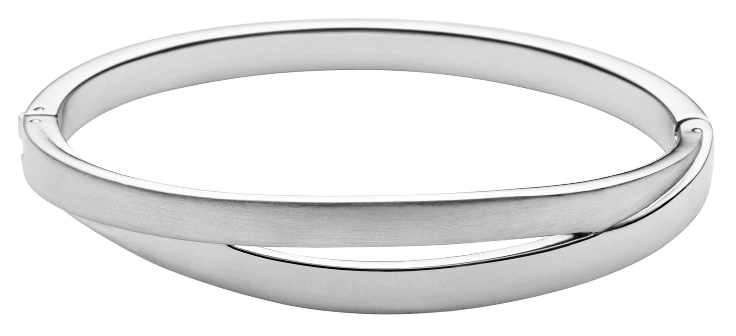 Skagen Women's Stainless Steel and Semi precious with Cuff Bangle bracelet, Dark Silver — image 1
