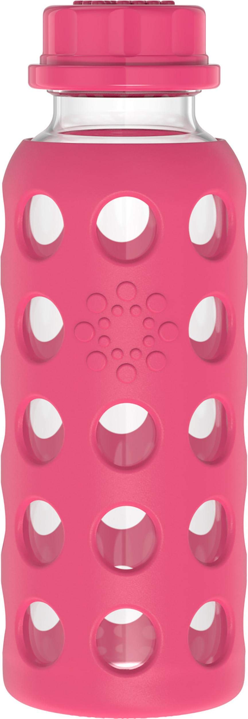 Lifefactory Bottle with Flat Cap, Glass, Raspberry, 9 oz