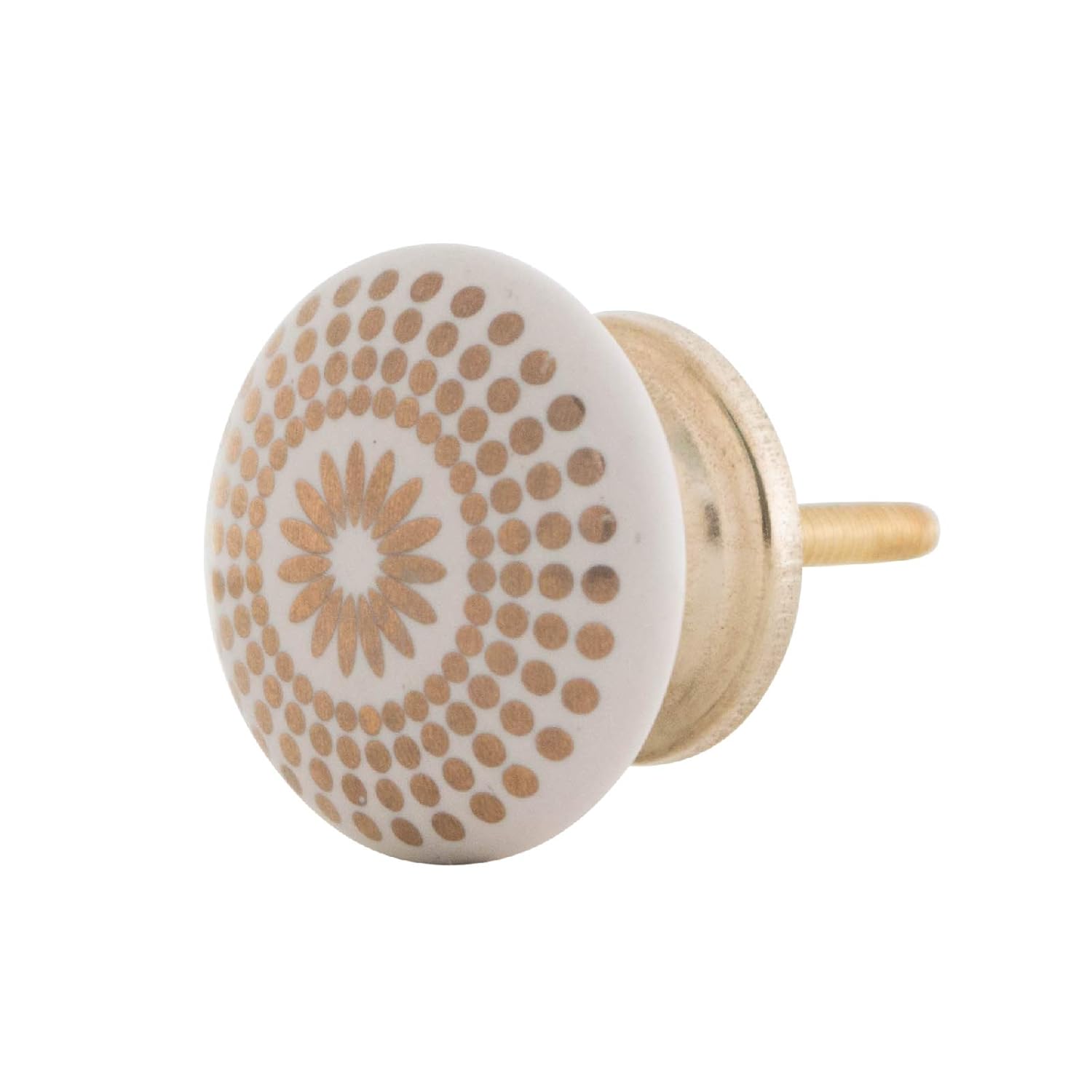 8 x Weiße Möbelknäufe im Art Deco-Stil Gold Türgriffe und Schrankknöpfe