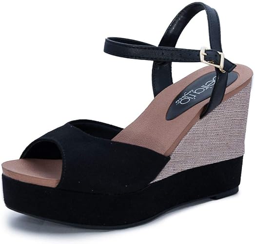 sandalias anabela beira rio