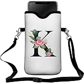 FREZORA Cell Phone Sleeves Bag Case Crossbody Neoprene Holder Lanyard Phone Pouch for Women Men 7.5 X 4.5 Inches - Letter_K