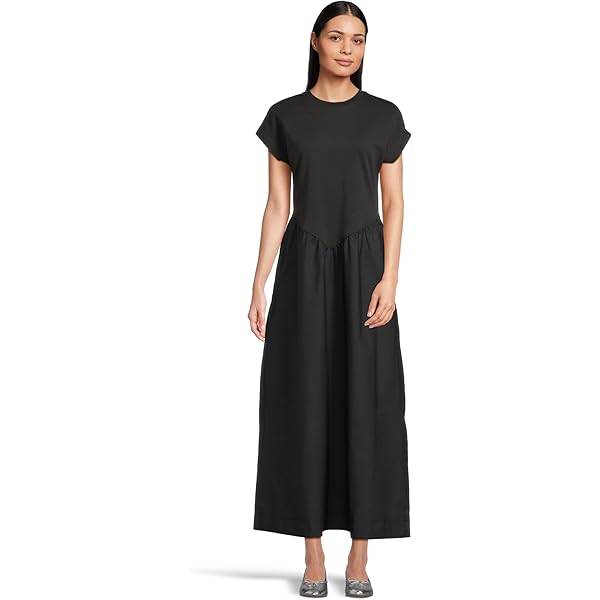 all saints anna maxi dress Anna Crew Neck Short Sleeve Maxi Dress Black