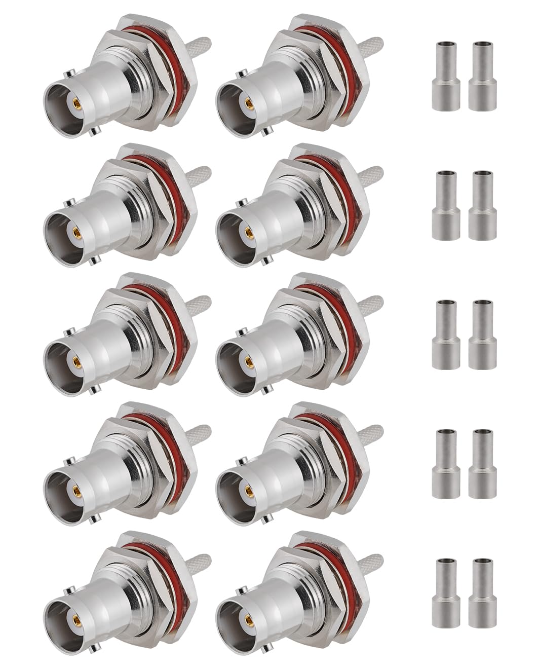 Vecys 10 PCS BNC Connectors 50 Ohm BNC Female Crimp Connector for RG316 RG174 RF Coax Cable