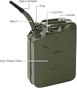 Karlhome 20 Litre Metal Fuel Can with Spout Green 5 Gallon Petrol Diesel Storage view 4