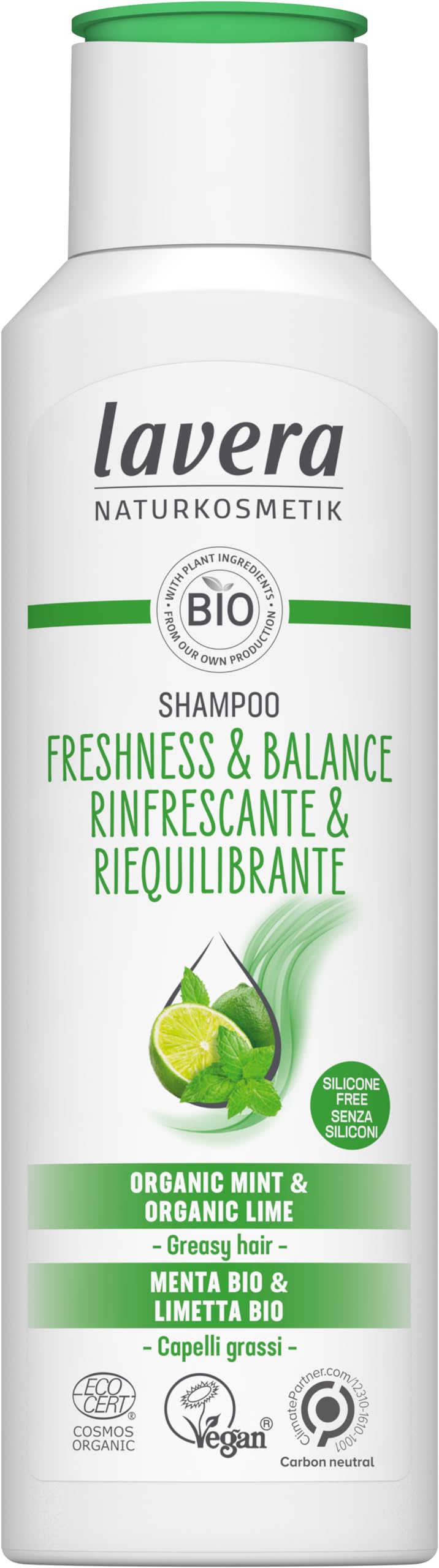lavera Shampoo Freshness & Balance - Without Silicone - Lasting Freshness & a Well-Balanced Scalp - Vegan - Natural Cosmetics - 250 ml