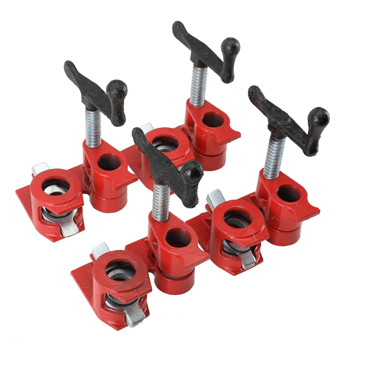 Lfhelper 4 Set Woodworking Pipe Clamps, 3/4 Kit Heavy Duty Wood Carpenters Clamp Set, Screw Clamp Bar Clamp DIY Hand Tool Kit
