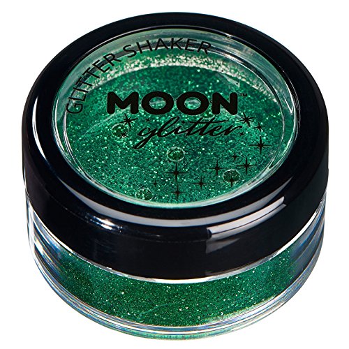 Fine Glitter Shakers by Moon Glitter â€“ 100% Cosmetic Glitter for Face, Body, Nails, Hair and Lips - 0.17oz - Green