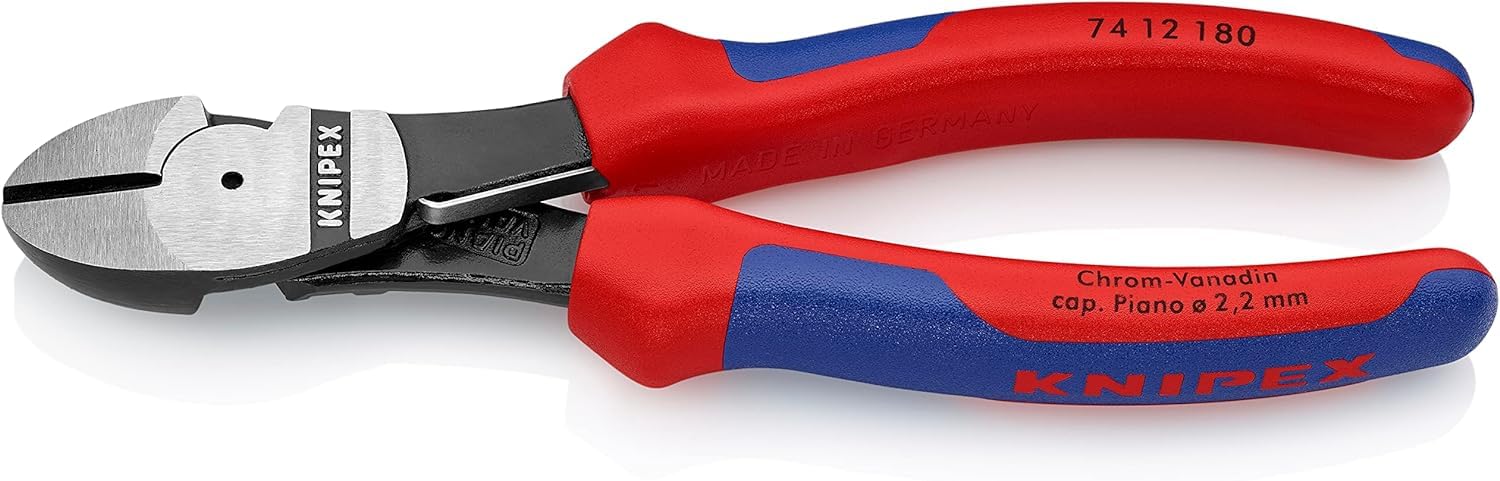 KNIPEX High Leverage Diagonal Cutter with Comfort Handles 180 mm, 74 12 180