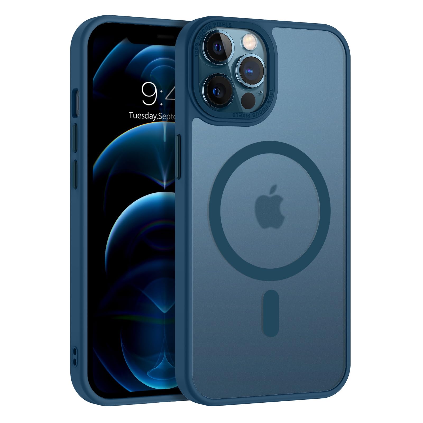 VENINGO Magnetic for iPhone 12/12 Pro Case, Upgraded[14FT Military Grade Protection][Fit for MagSafe] Slim Translucent Matte Shockproof for iPhone 12/12 Pro Case,Blue — image 1