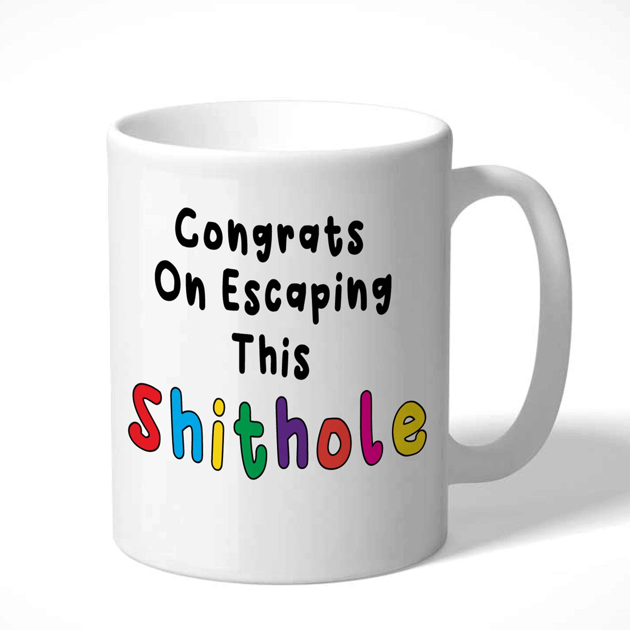 Wanky Candles Funny Rude Leaving Mug for Colleagues, Congrats On Escaping This Sh*Thole Coffee Cup, Novelty Work Resignation Mug CMUG154